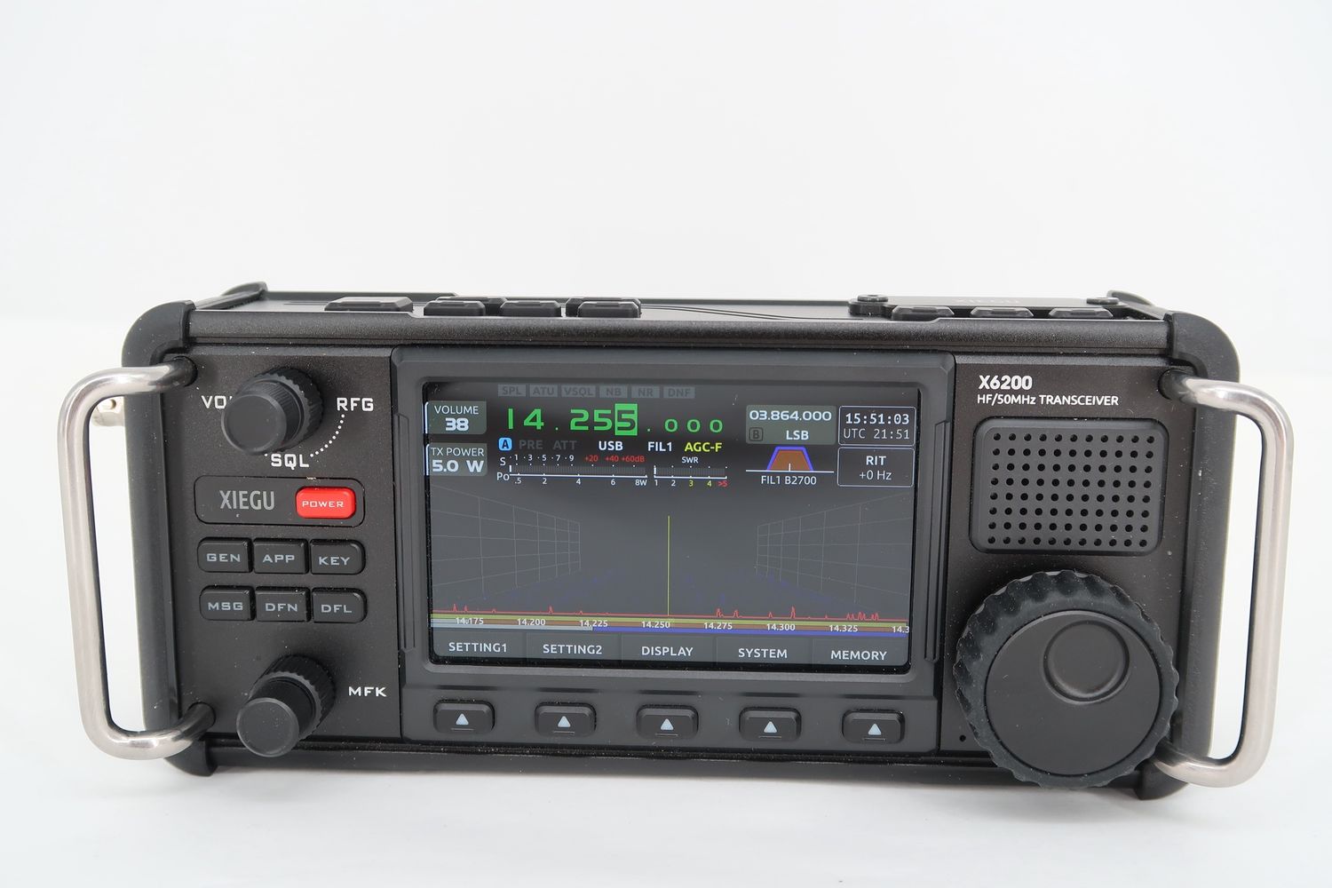 U19109 Used Xiegu X6200 Portable HF/50MHz Transceiver  w/ WR-12 Receiver &amp; Extra Battery