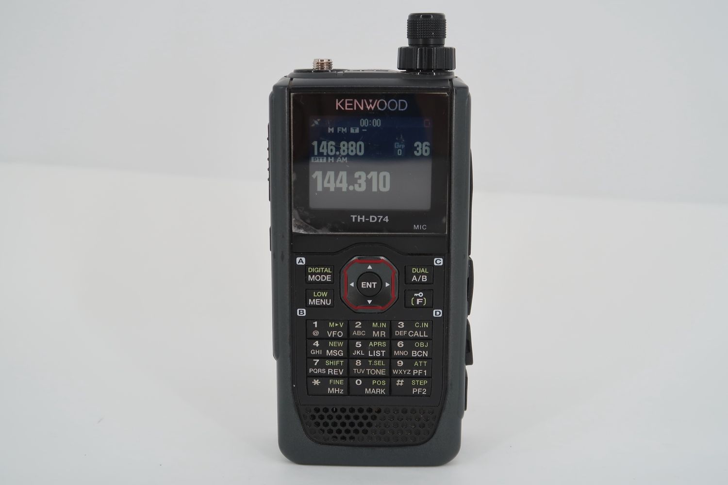 U19156 Used Kenwood TH-D74A Tri-Band Handheld Transceiver w/ KSC-25LS Charger