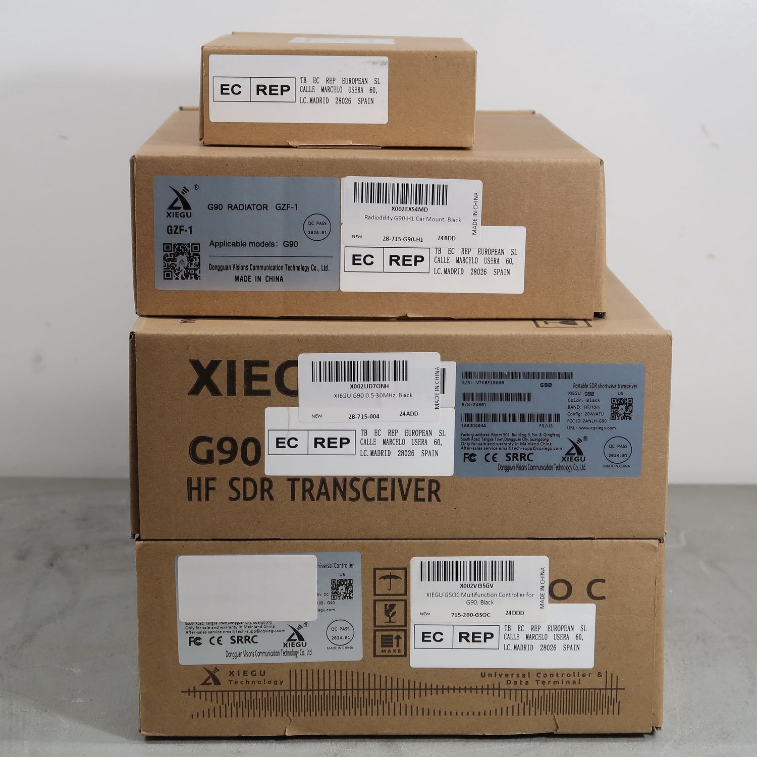 U19202 Used Xiegu G90 HF Transceiver w/ GSOC Controller &amp; Many Accessories