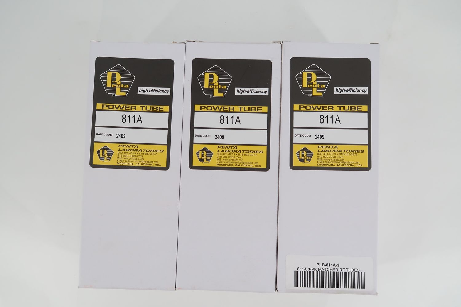 U19229 Never Used Penta Labs PLB-811A-3 Set of 3 Ameritron 811A Tubes