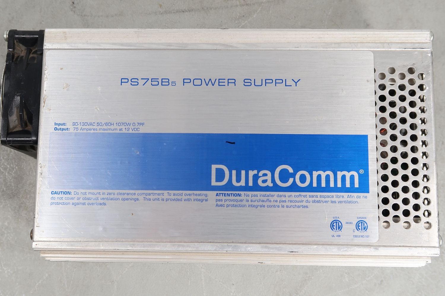 U19414 Used DuraComm PS75B-5 Switching Power Supply 75 Ampere Max