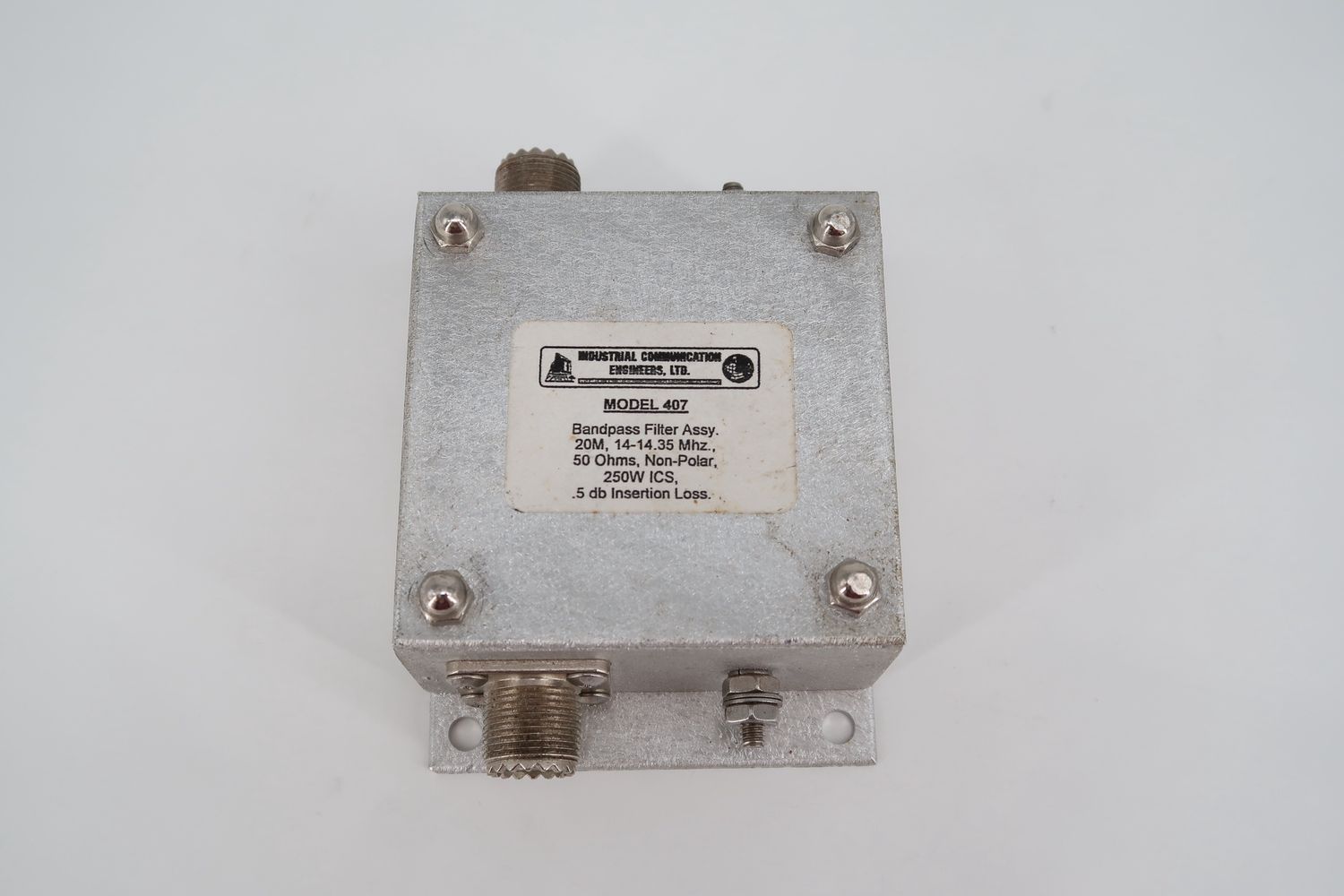 U19445 Used Industrial Communications Engineers Model 407, 20M 14-14.35MHz Band Pass Filter