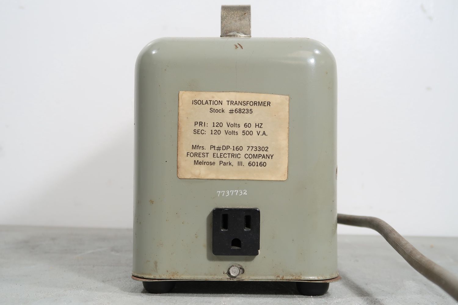 U19510 Used Forest Electric Model DP-160 Isolation Transformer