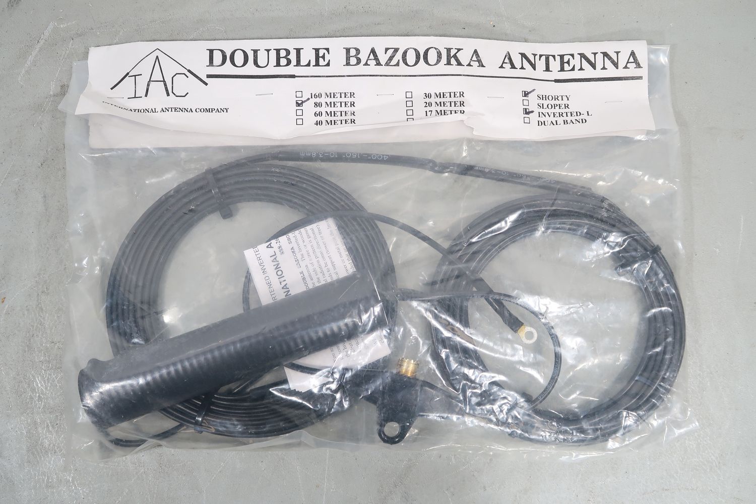 U19544 Never Used International Antenna Co. Double Bazooka 80m Shorty Inverted-L Antenna