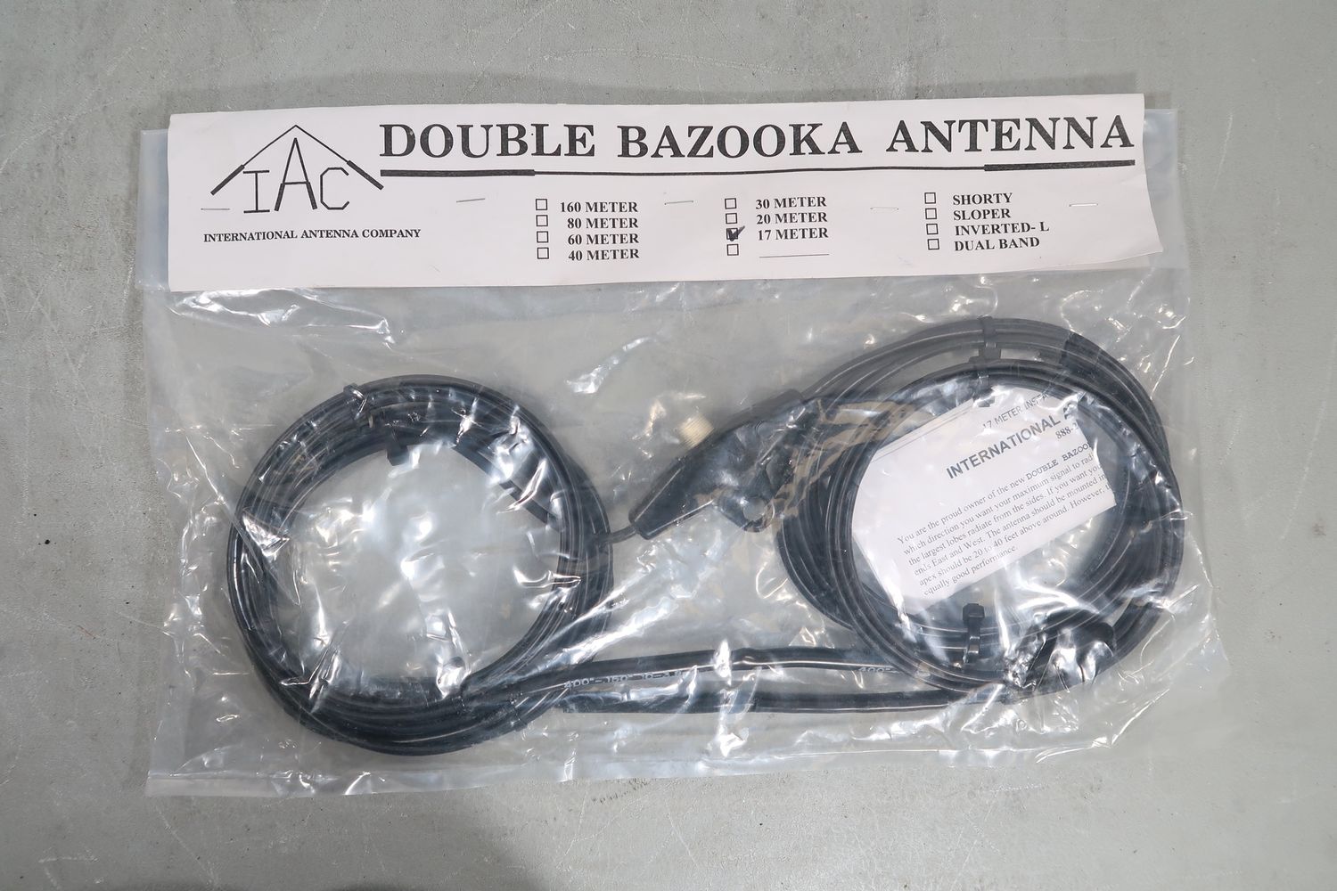 U19546 Never Used International Antenna Co. Double Bazooka 17 Meter Antenna