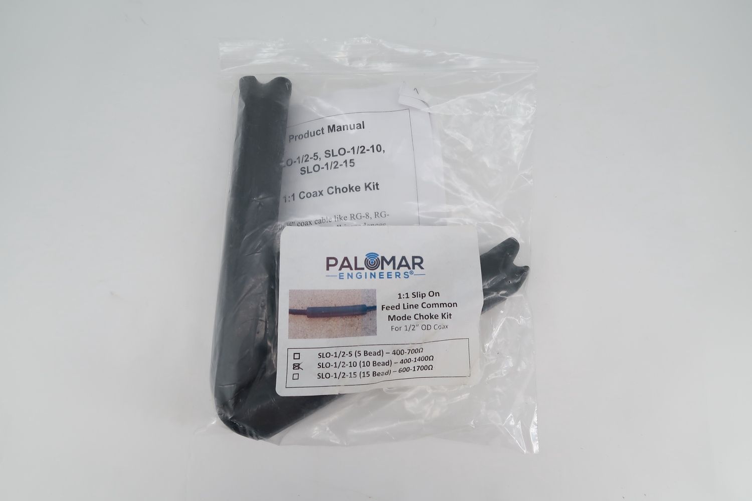 U19550 Never Used Palomar SLO-1/2-10 10-Bead 400-1400 Ohm 1:1 Slip On Feed Line Choke