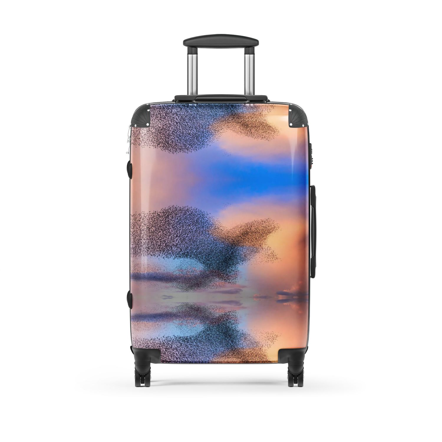 Blue and Purple Birds in Flight Hard-shell suitcase