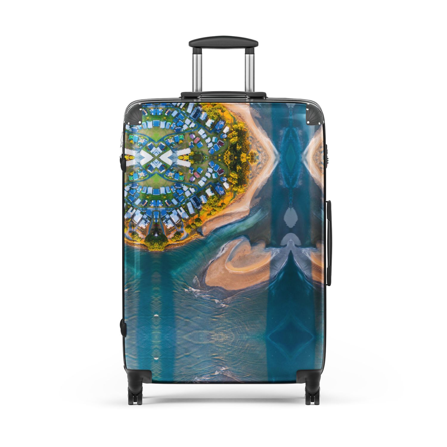 Pink and Blue Water Terrain Hard-shell suitcase