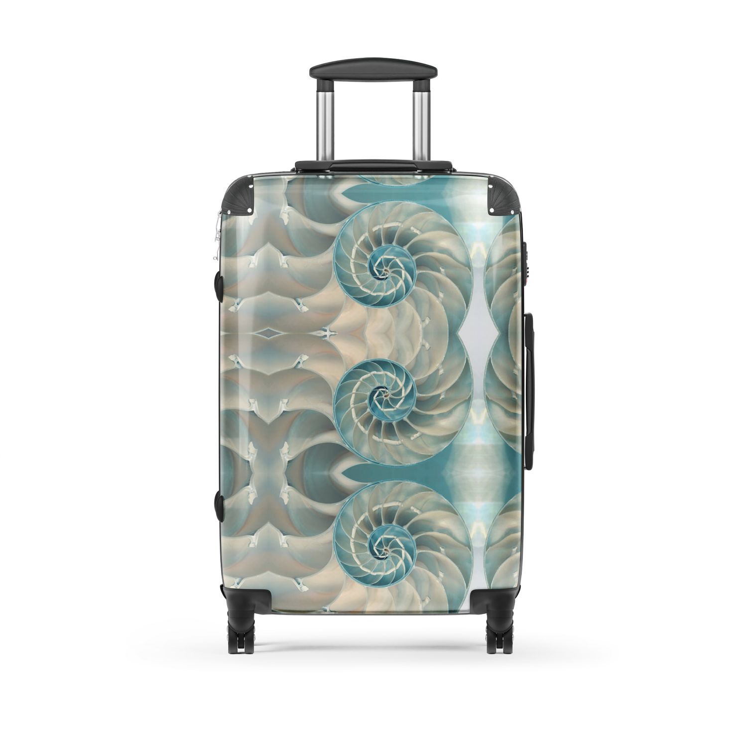 White and Blue Seashells Hard-shell suitcase
