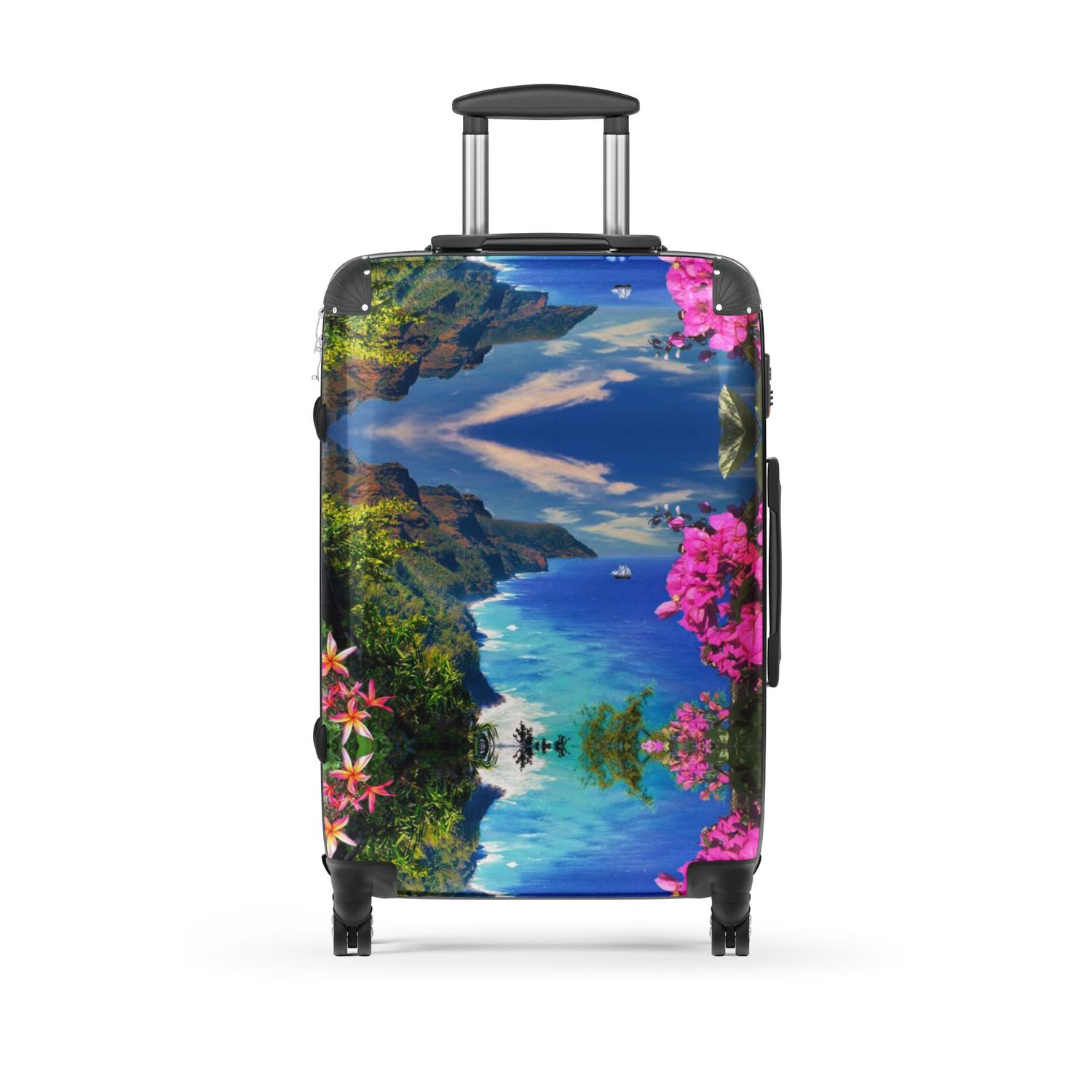 Hawaiian Mountain and Purple Flowers Hard-shell suitcase