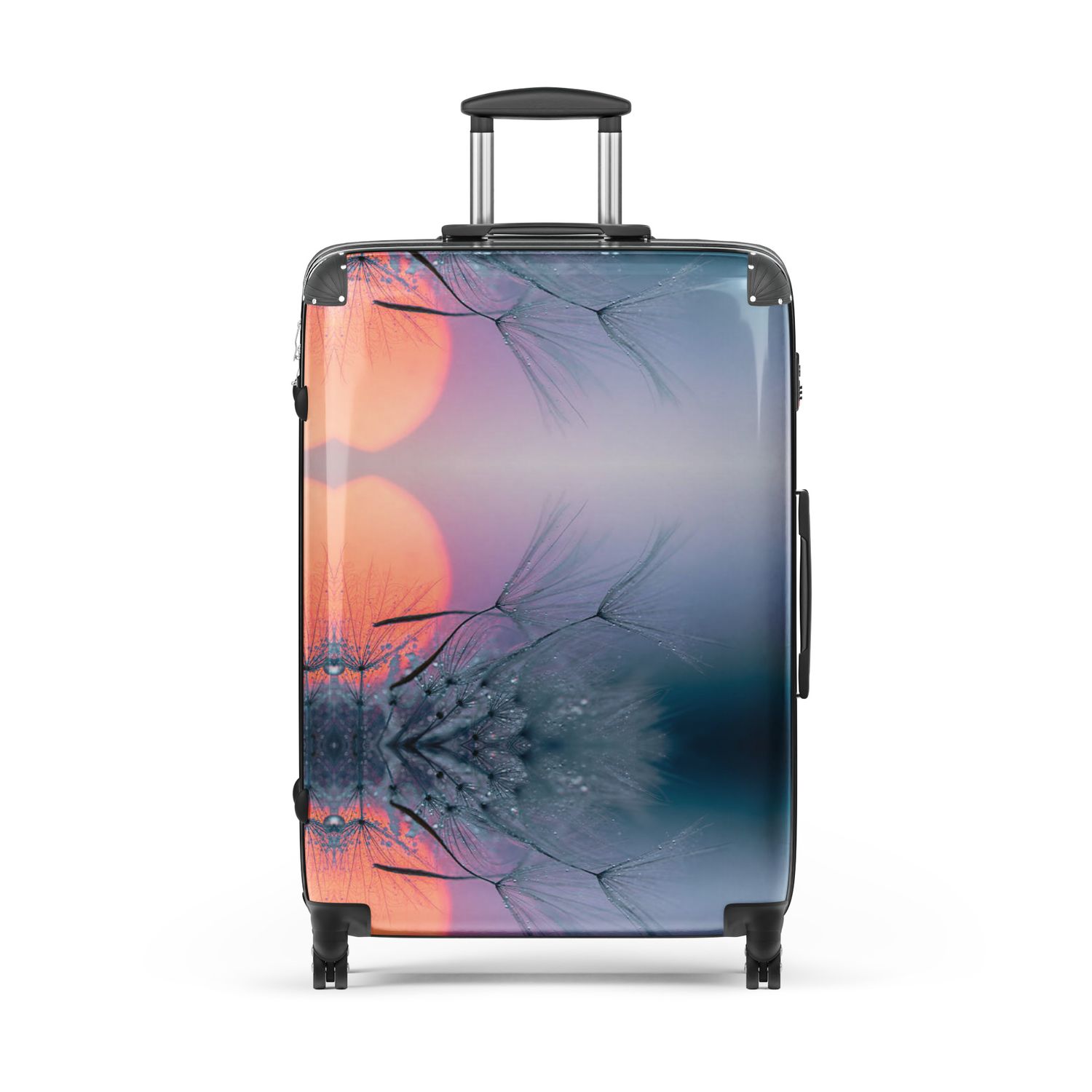 Orange Sun and White Flower Hard-shell suitcase