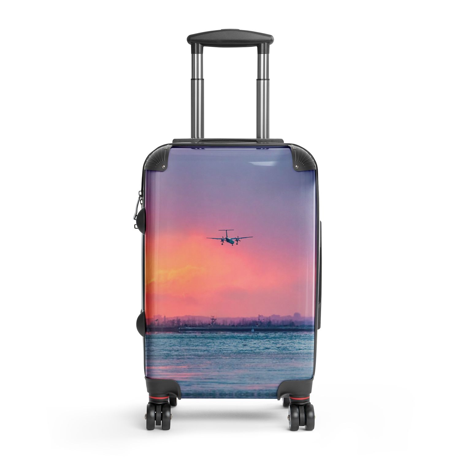 Purple Sky and Plane Hard-shell suitcase