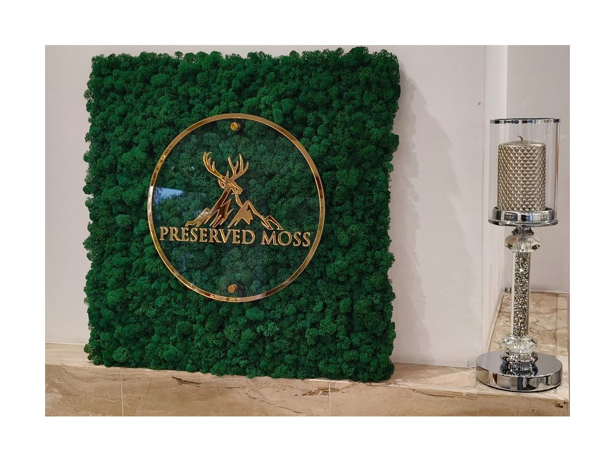 Ściany z Mchu z Logo z Pleksi