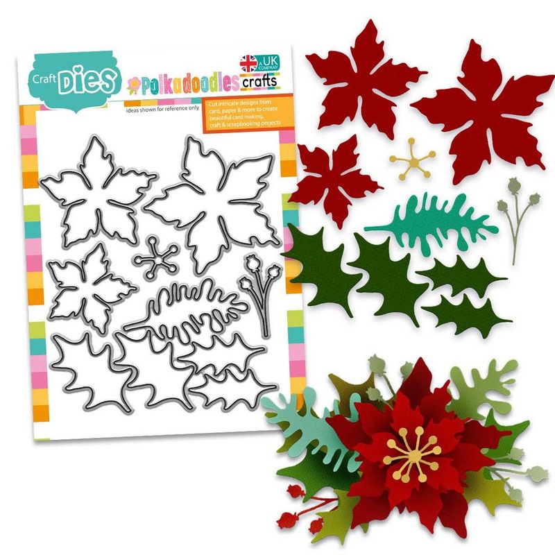 Poinsettia and Holly flower Die Set