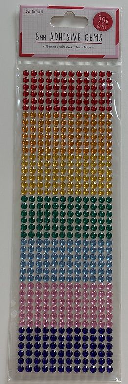 6mm Rainbow Adhesive Gems 504 pcs