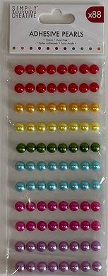 10mm Rainbow Adhesive Pearls  88 pcs