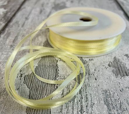 Light Yellow Double Sided Satin Ribbon 3mm wide Light Yellow Double Sided Satin Ribbon 3mm wide