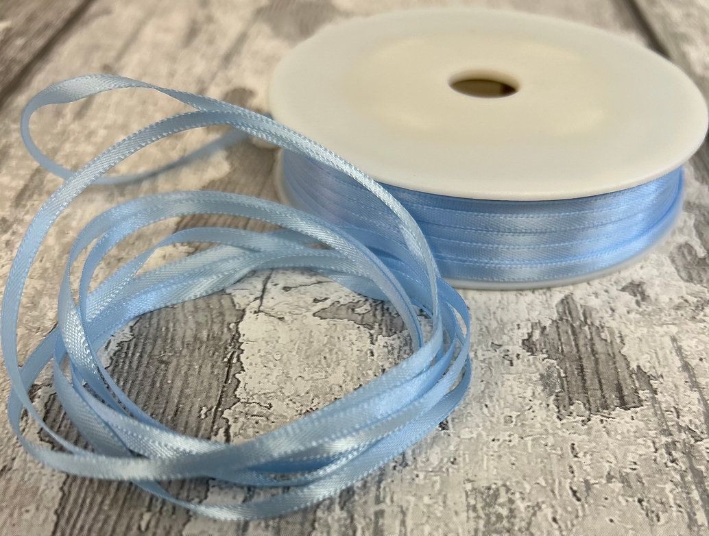 Light Blue  Double Sided Satin Ribbon 3mm wide