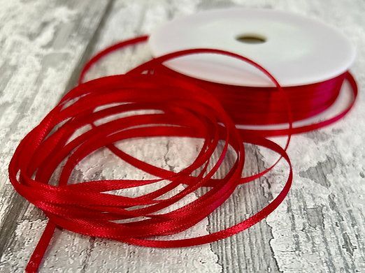 Red Double Sided Satin Ribbon 3mm wide Red Double Sided Satin Ribbon 3mm wide