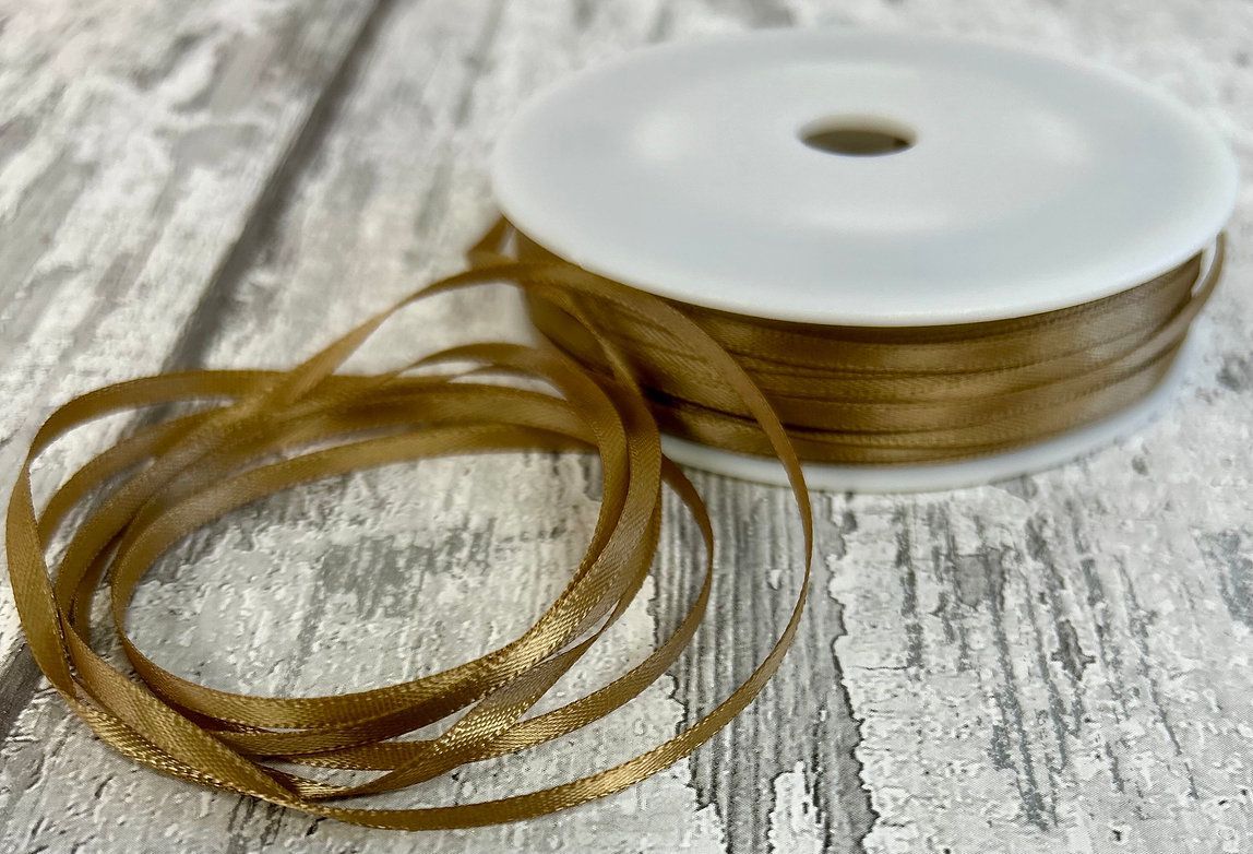 Light Brown  Double Sided Satin Ribbon 3mm wide
