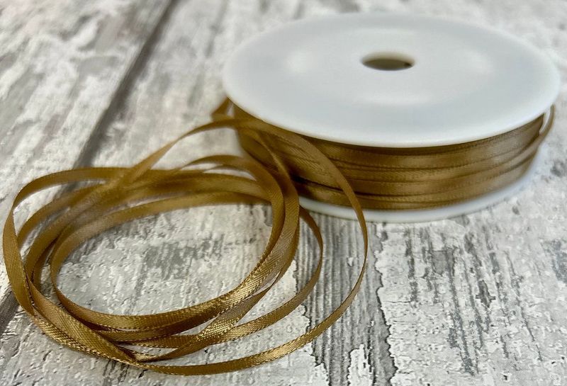 Light Brown Double Sided Satin Ribbon 3mm wide Light Brown Double Sided Satin Ribbon 3mm wide