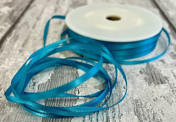 Mid Blue Double Sided Satin Ribbon 3mm wide Mid Blue Double Sided Satin Ribbon 3mm wide