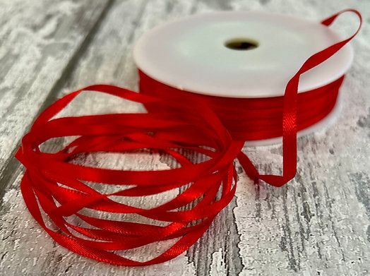 Dark Red Green Double Sided Satin Ribbon 3mm wide Dark Red Green Double Sided Satin Ribbon 3mm wide