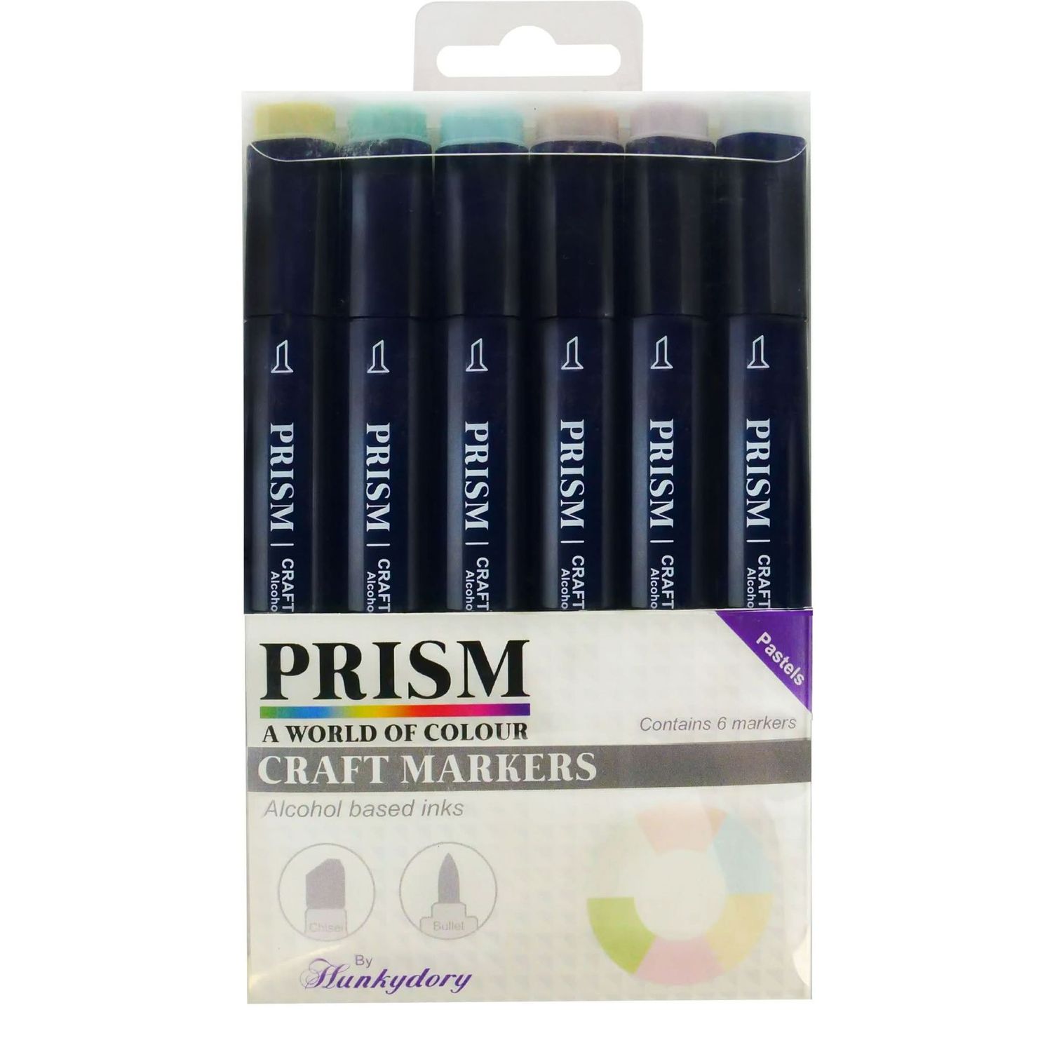 Set of 6 Pastel Colour Prism Alcohol Pens