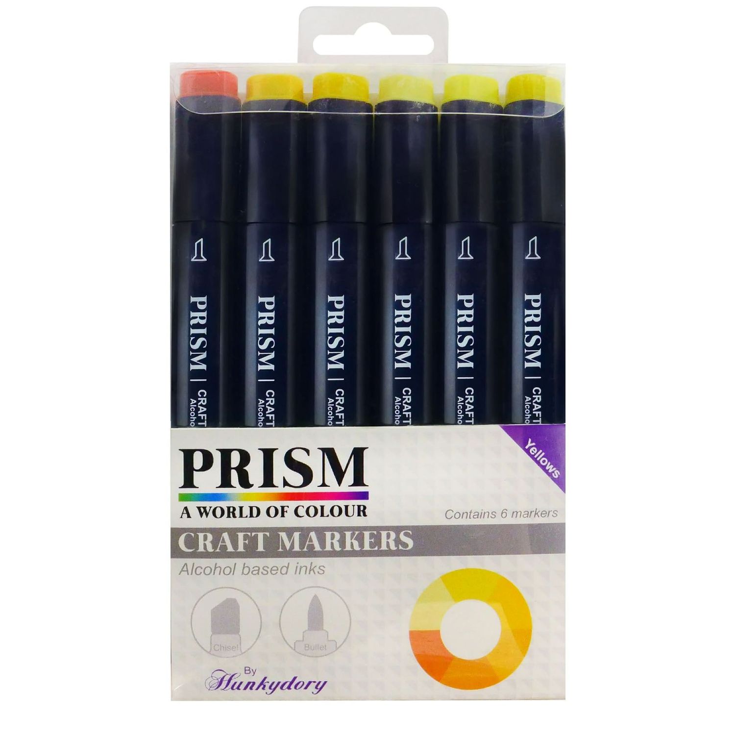 Set of 6 shades of Yellows Prism Alcohol Pens
