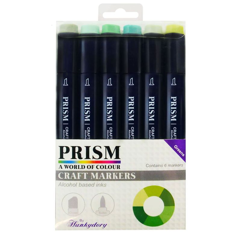 Set of 6 shades of Green Prism Alcohol Pens Set of 6 shades of Green Prism Alcohol Pens