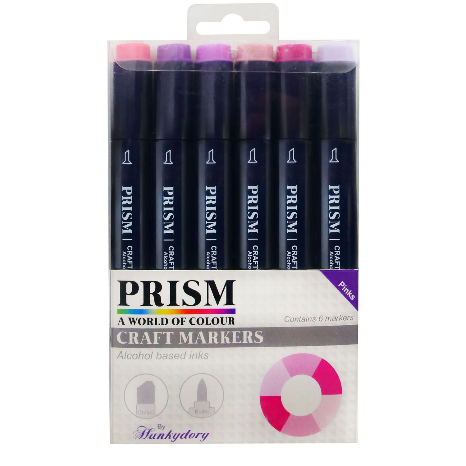 Set of 6 shades of Pink Prism Alcohol Pens