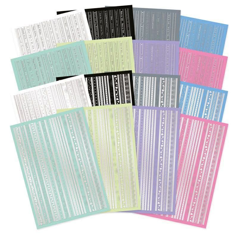 Essential Ribbon Borders Silver Foiled  16 Sheets of A4