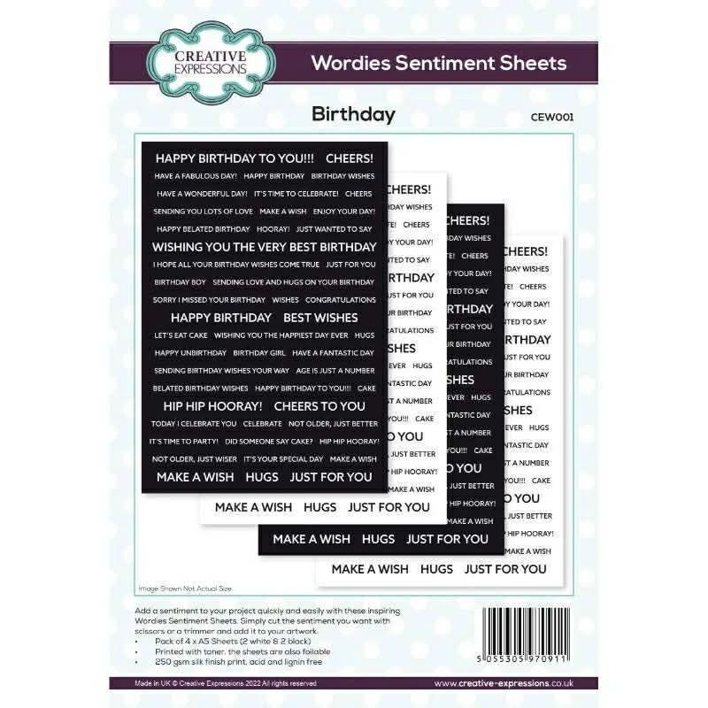 Birthday Wordie Sheets