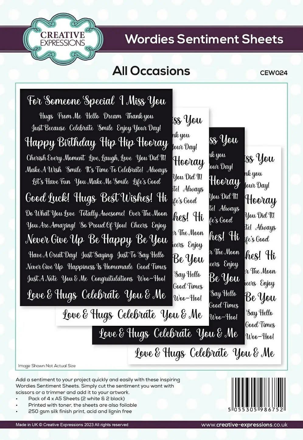 All Occasion Wordie Sheets
