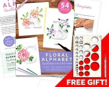 Floral Alphabet Collection Paper Quilling Template Pad