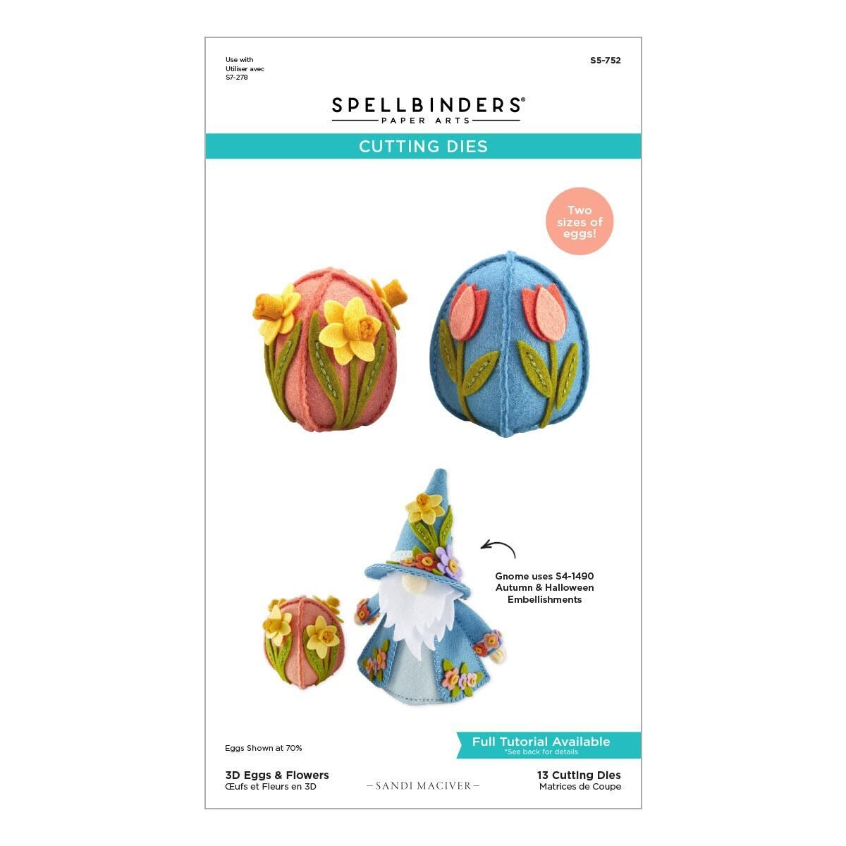Spellbinders - 3D Eggs & Flowers Felt D?cor Etched Dies by Sandi MacIver