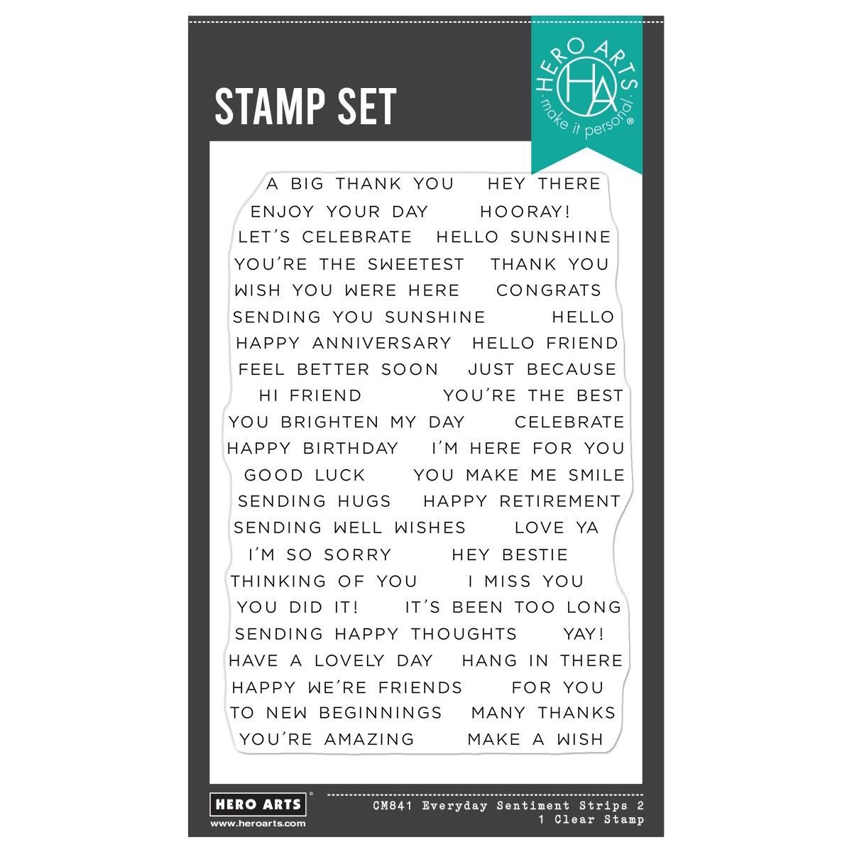 Hero Arts - Everyday Sentiment Strips 2 Clear Stamp Set
