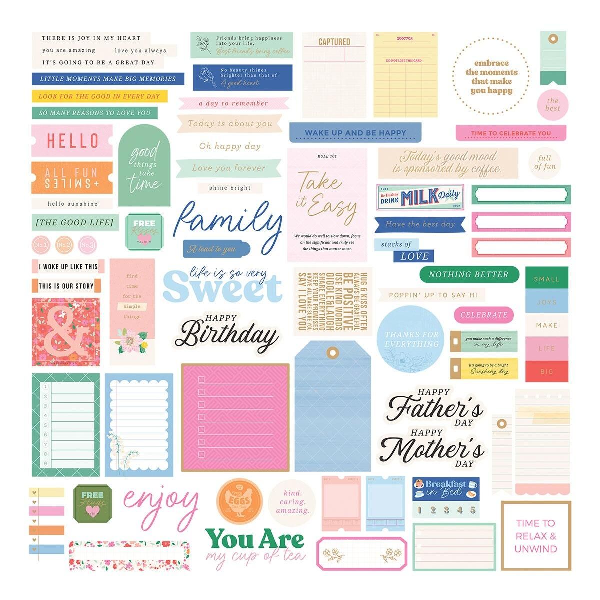 Spellbinders - Rosie's Studio Breakfast in Bed Cardstock Diecut Ephemera - Sentiments