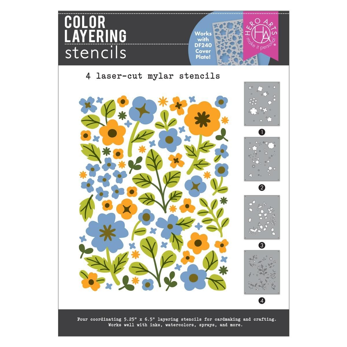 Hero Arts - Color Layering Meadow Blooms Stencils