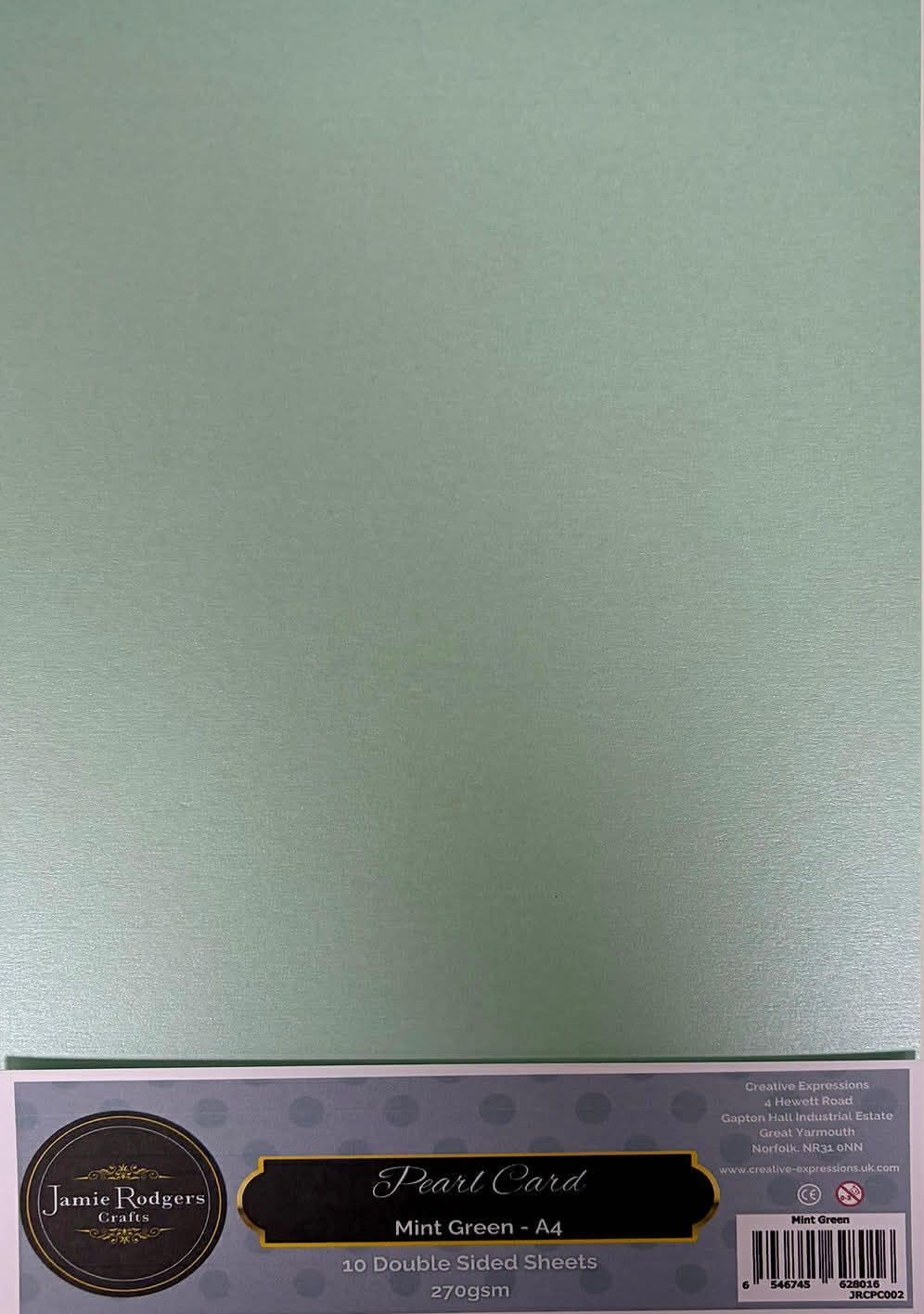 JRC Mint Green Pearl A4 270gsm card 10 sheets