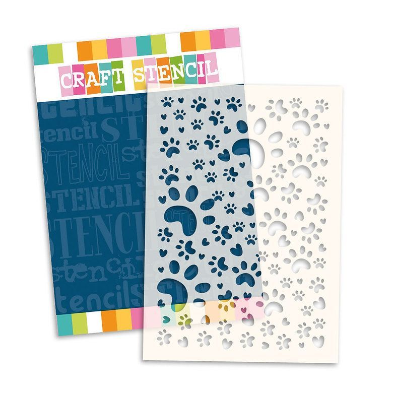 Kitty Cat Pawprints Stencil A5