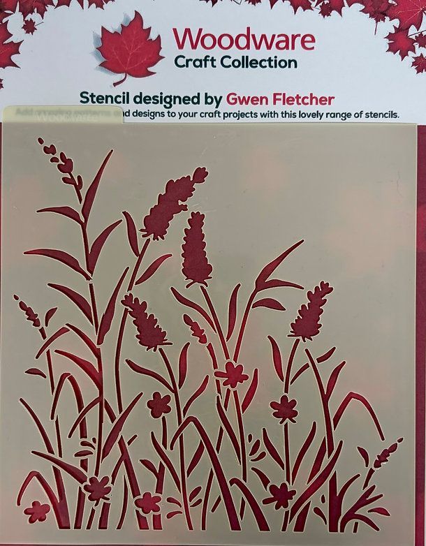 Woodware Whispering Grass 6x6 Stencil