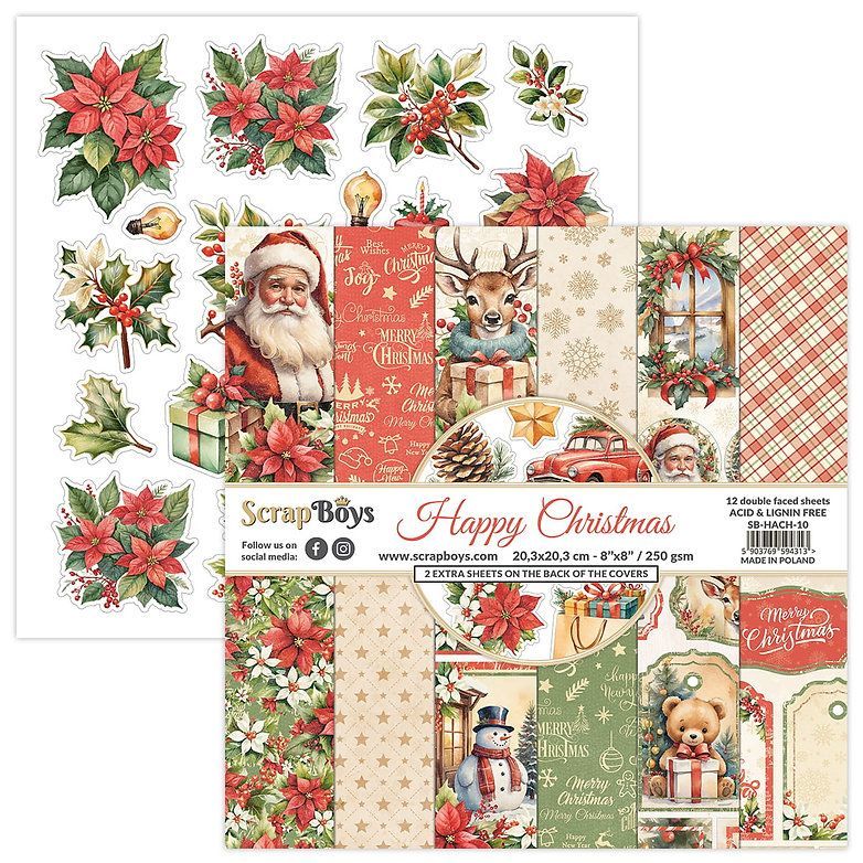 Scrap Boys Happy Christmas 8x8 Paper Pad Scrap Boys Happy Christmas 8x8 Paper Pad
