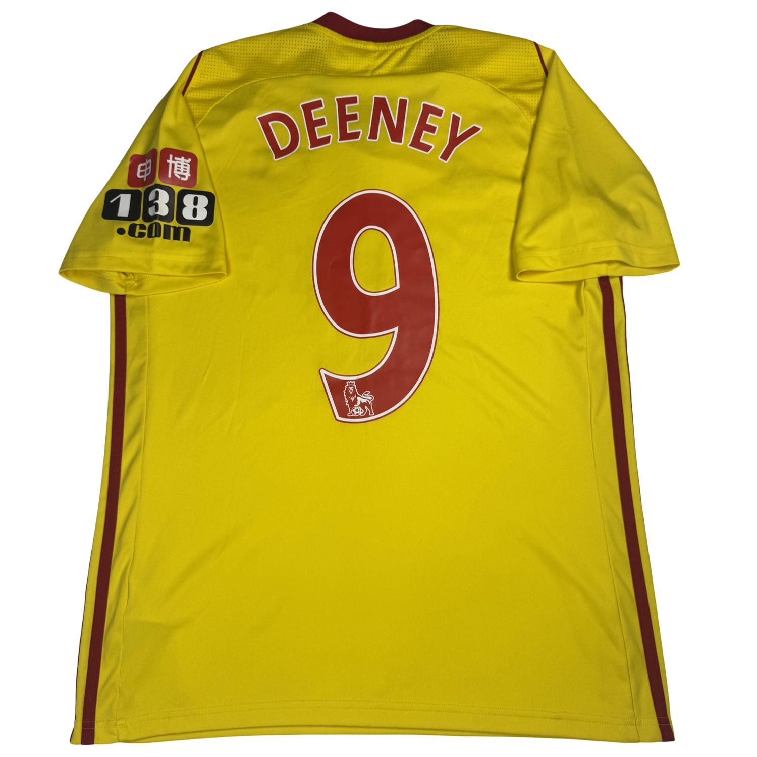 2017/18 Watford Adidas Home Jersey #9 Deeney Size Medium
