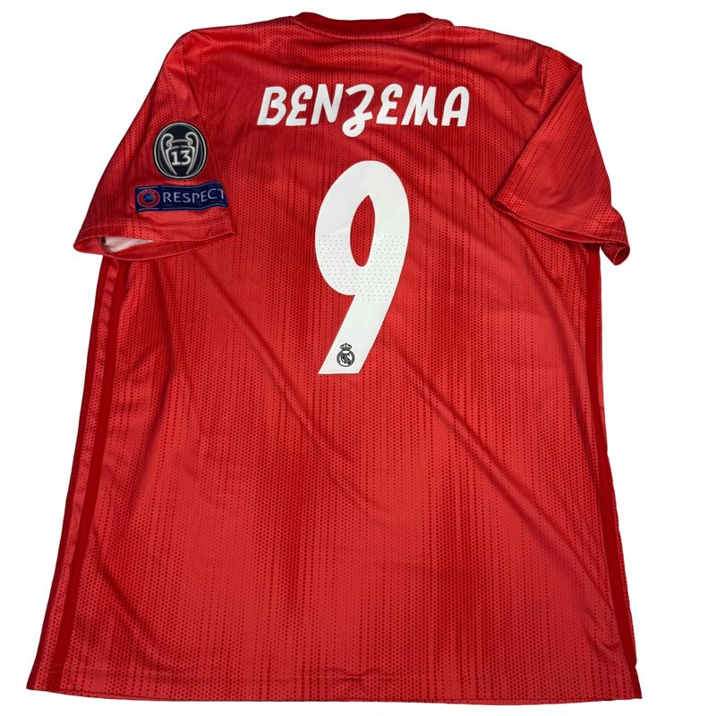 2018/19 Real Madrid Adidas Football Third Jersey #9 Benzema Size Large