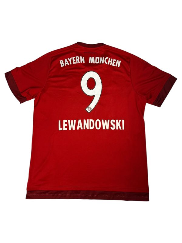 2015/15 FC Bayern Adidas Home Jersey #9 Lewandowski Size XL