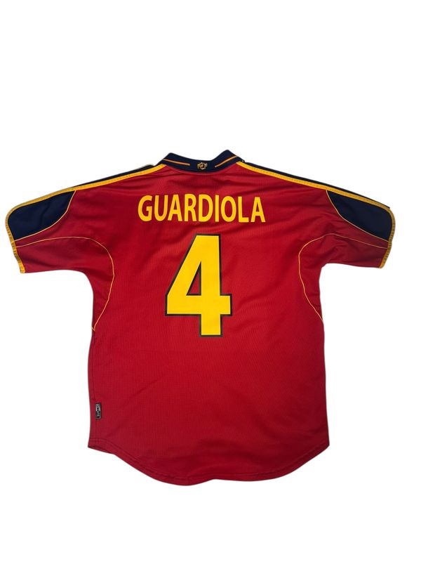 Spain 1999/02 Adidas Home Jersey #4 Guardiola Size Medium