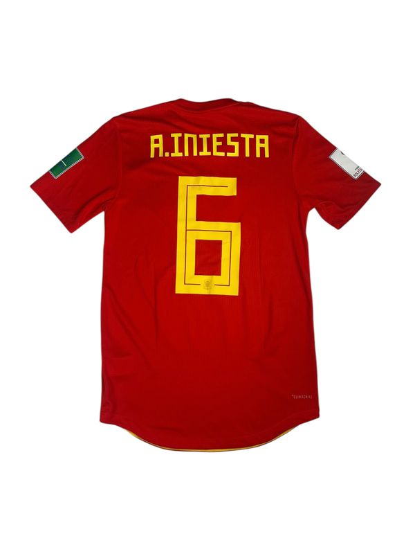 2018 Spain World Cup Home Authentic Jersey #6 Iniesta Size Small