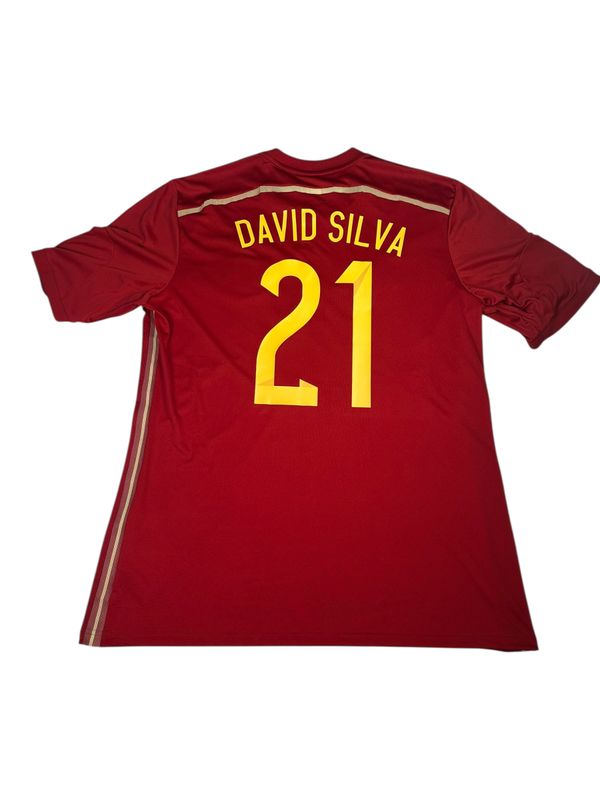 2014/15 Spain Adidas Home Jersey #21 Silva Size XL