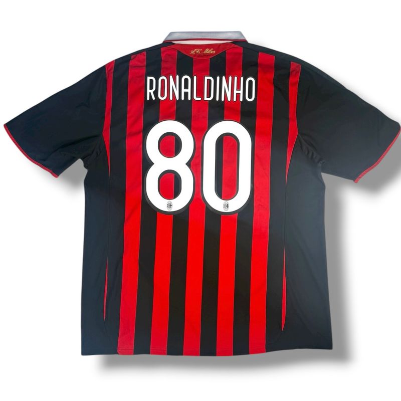 2009/10 AC Milan Adidas Home Jersey #80 Ronaldinho Size XXL